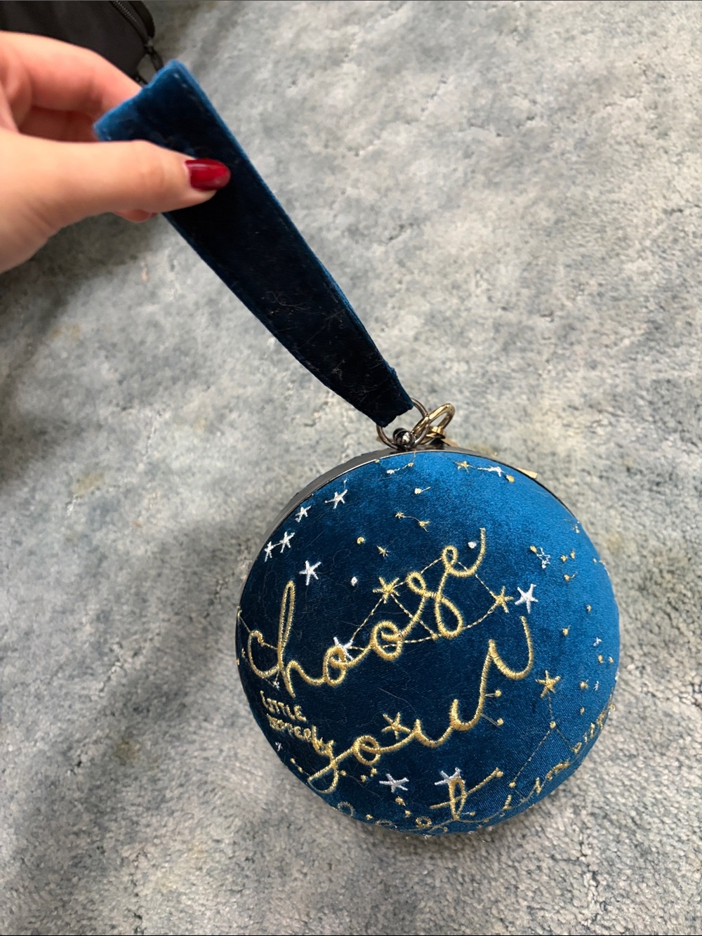 Blue Velvet Wristlet Pouch